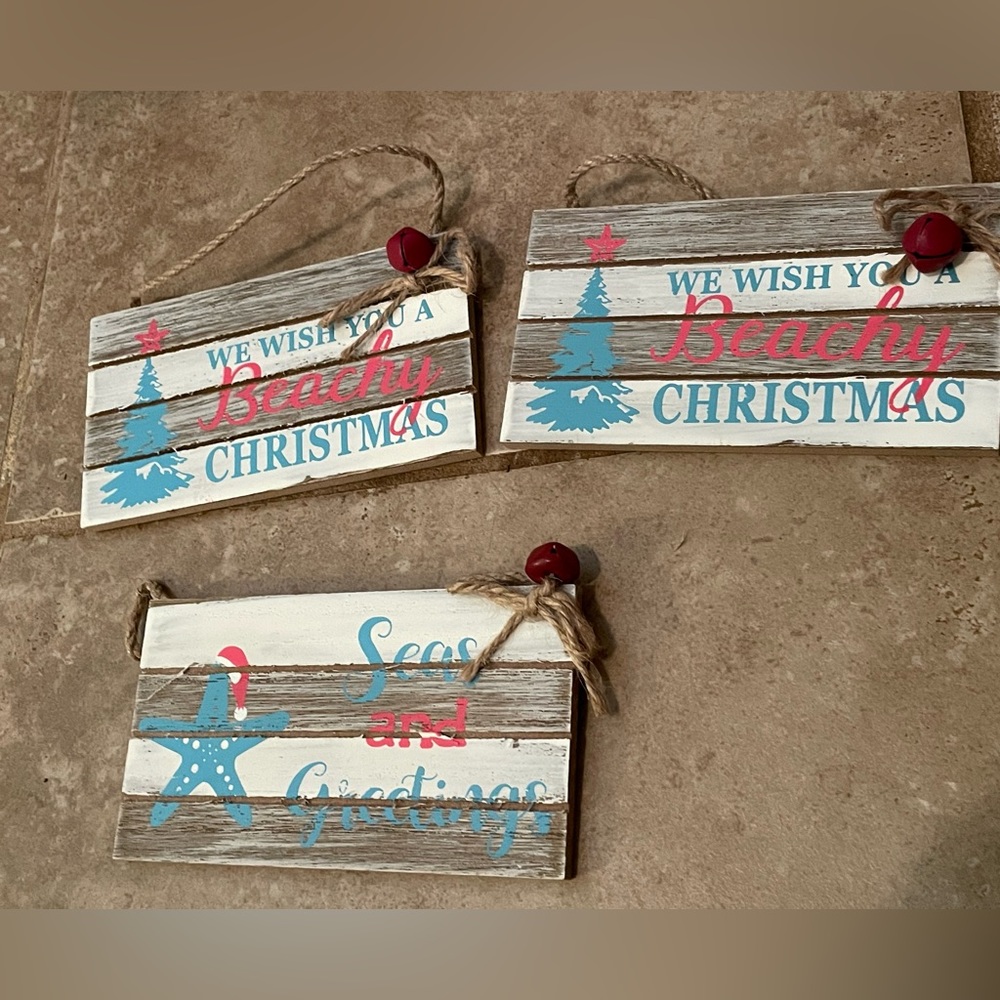 Set of 3 Beach Christmas ornaments